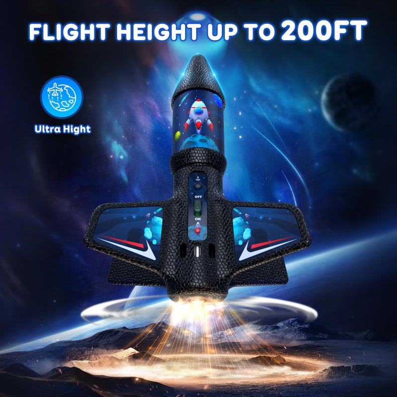 Rceico Rocket Launcher for Kids  Model Rocket Kits with Launch Set Up to 200 Ft Air Rocket Toy with Parachute  Rocket Ship Outdoor Toys for Ages 8-13 Boy Birthday Gift Space Rocket Ship Toy - Image 2